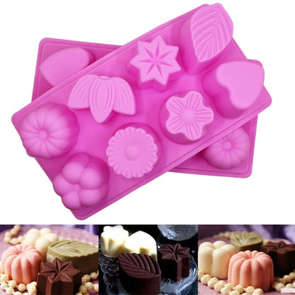 8 Cavity Flower & Leaf Shape Silicone Mold for Soap Candle Resin Chocolate