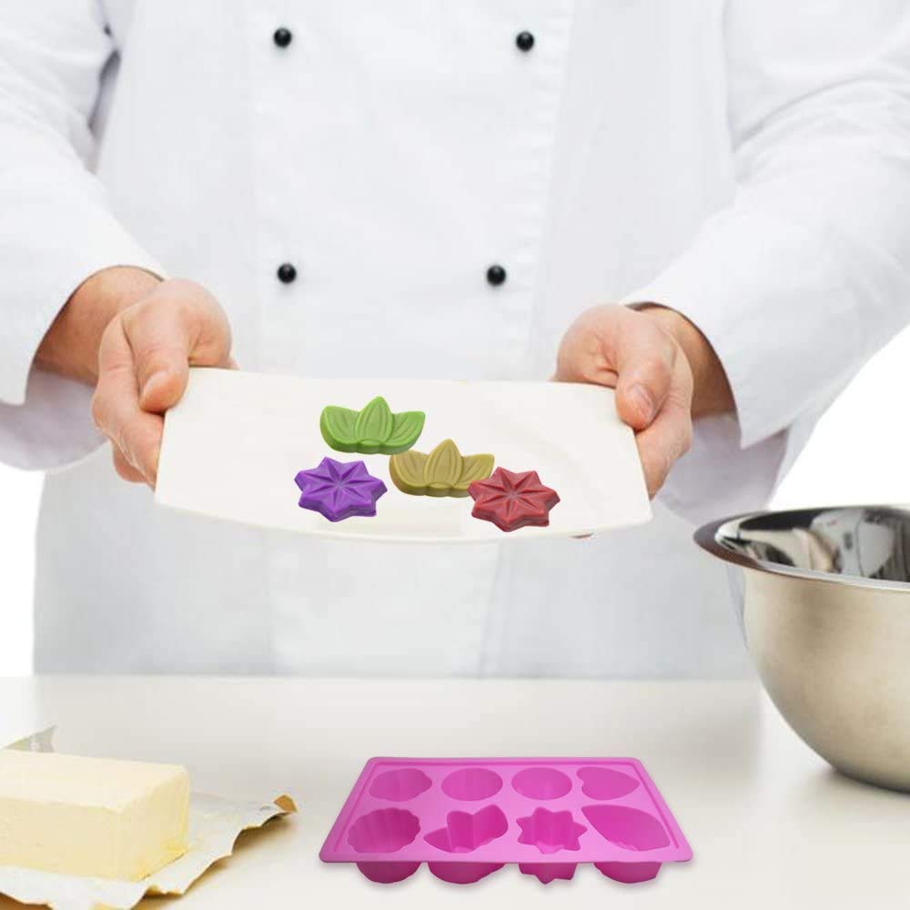 8 Cavity Flower & Leaf Shape Silicone Mold for Soap Candle Resin Chocolate