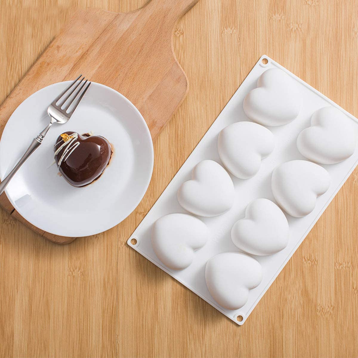 8 Cavity Heart Shape Silicone Mousse Cake Mold Chocolate Pastry Pudding Jelly