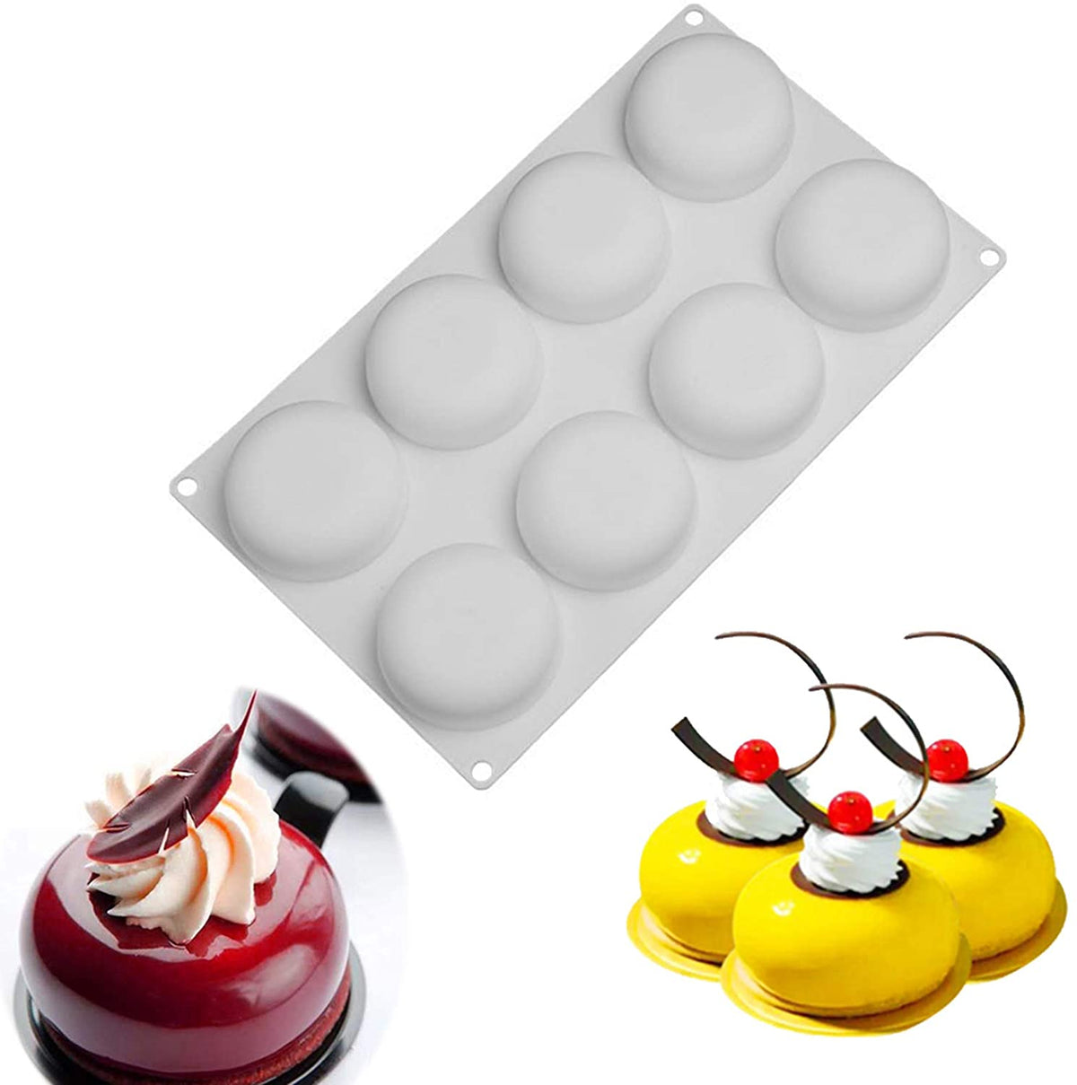 8 Cavity 3D Stone Round Silicone Mousse Cake Mould Chocolate Pastry Jelly Pudding
