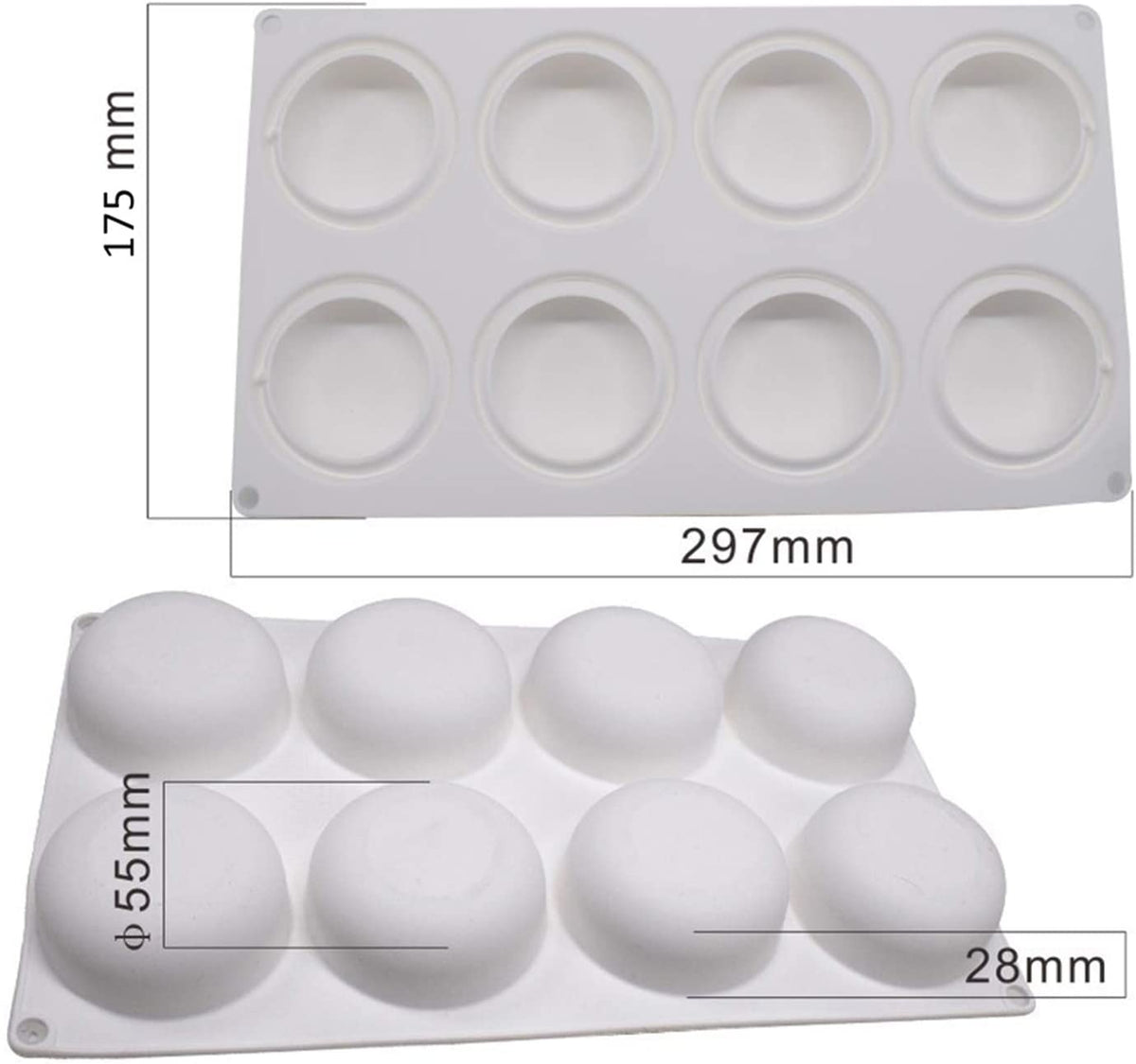 8 Cavity 3D Stone Round Silicone Mousse Cake Mould Chocolate Pastry Jelly Pudding