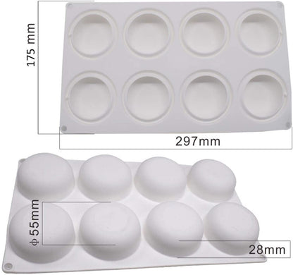 8 Cavity 3D Stone Round Silicone Mousse Cake Mould Chocolate Pastry Jelly Pudding