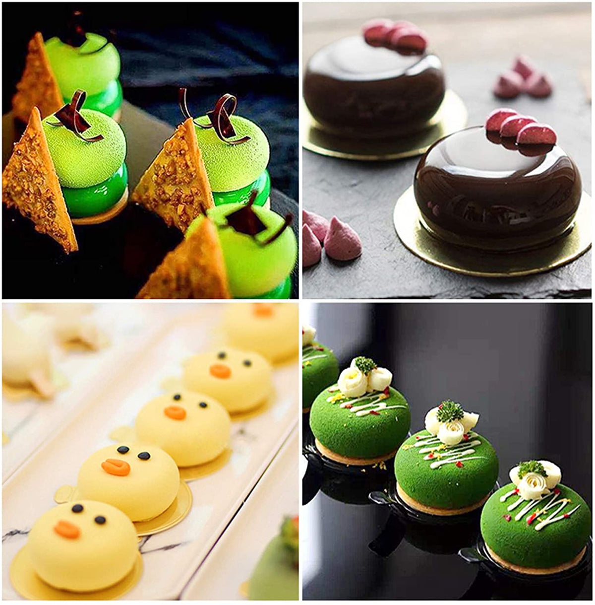8 Cavity 3D Stone Round Silicone Mousse Cake Mould Chocolate Pastry Jelly Pudding