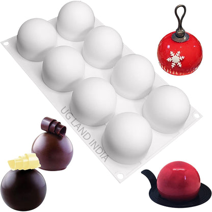 8 Cavity Truffle Sphere Ball Silicone Entremet Mould Chocolate Pudding Jelly Ice Cream Candy