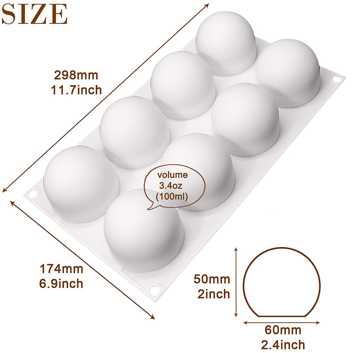 8 Cavity Truffle Sphere Ball Silicone Entremet Mould Chocolate Pudding Jelly Ice Cream Candy
