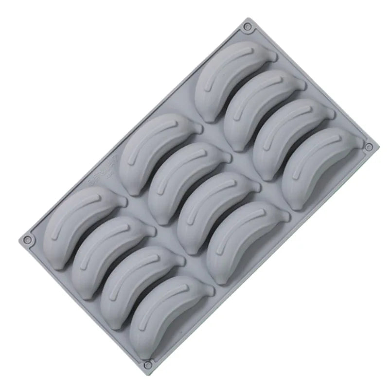 12 Cavity Banana Silicone Mould Desserts Jelly Candy Ice Cream