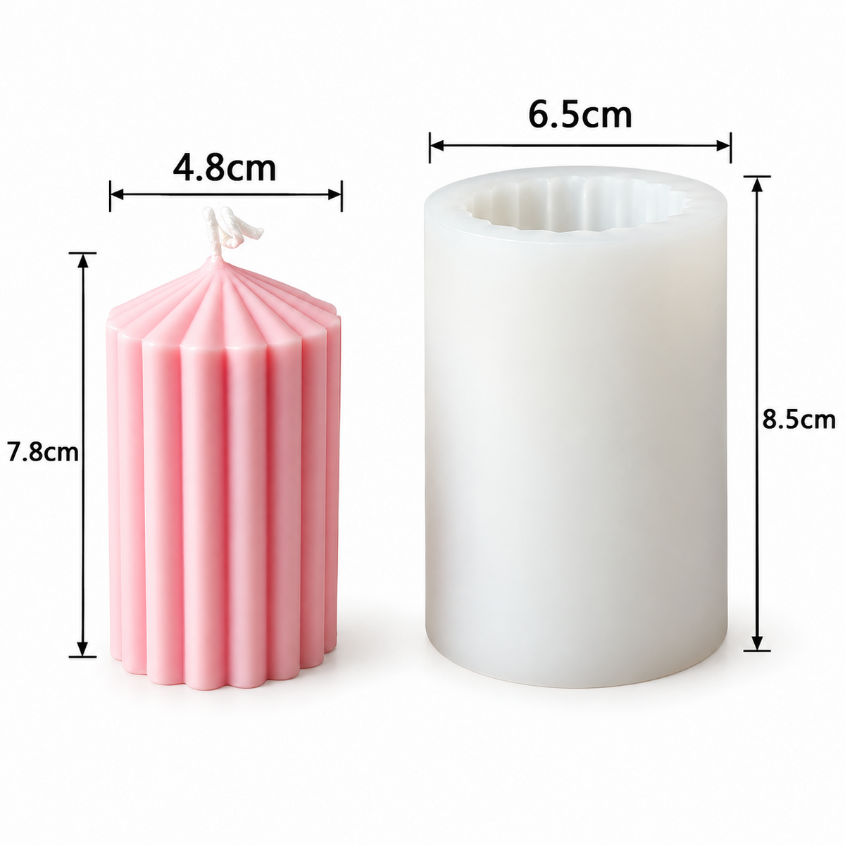 3D SMALL Ribbed Pillar Candle Silicone Mould for DIY Candle Making and Decorative Home Decor