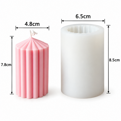 3D SMALL Ribbed Pillar Candle Silicone Mould for DIY Candle Making and Decorative Home Decor