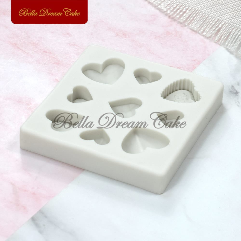 9 Cavity Heart Silicone Mold for Chocolate Fondant Cake Decoration and DIY Crafts