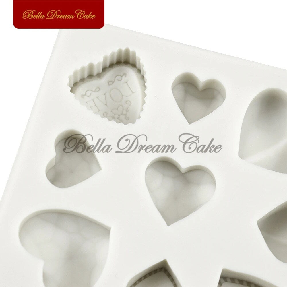 9 Cavity Heart Silicone Mold for Chocolate Fondant Cake Decoration and DIY Crafts