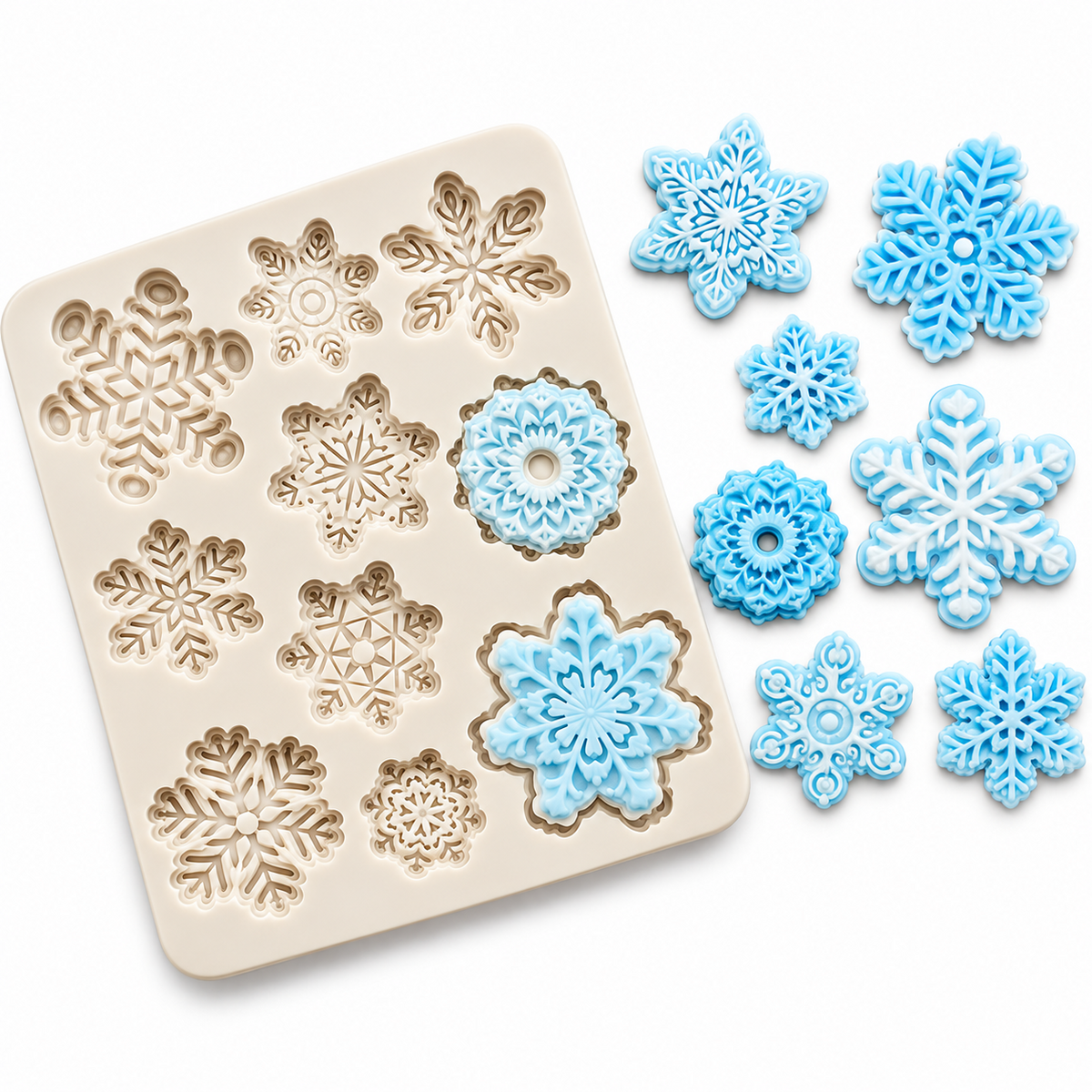 Winter Snowflake Silicone Mould for Chocolate Cookies Candy and Christmas Cake Decorations