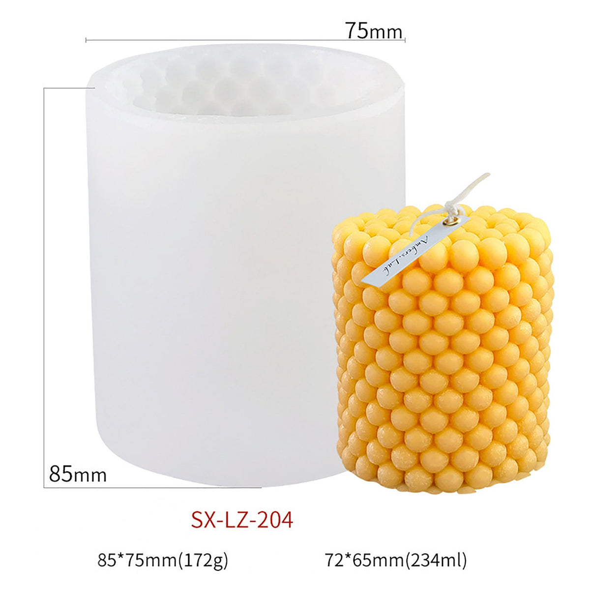 Bubble Pillar Candle Silicone Mold 3D Round Bubble Candle Mould for DIY Candle Making