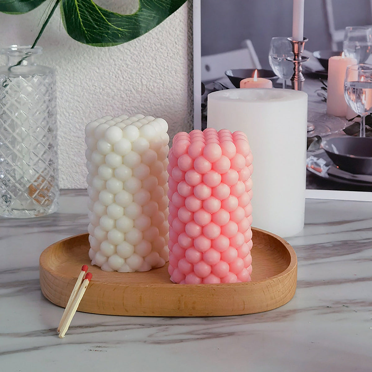 Bubble Pillar Candle Silicone Mould for DIY Bubble Candles Decorative Crafts and Home Décor
