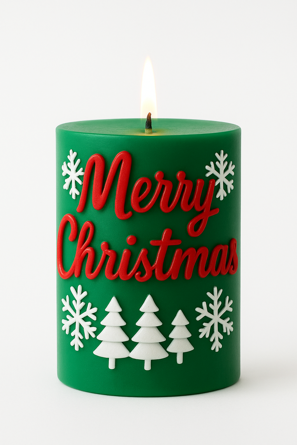 Merry Christmas Pillar Snowflake Tree Pattern Design X-Mas Cylindrical Silicone Candle Mould (D Grade) Type 3