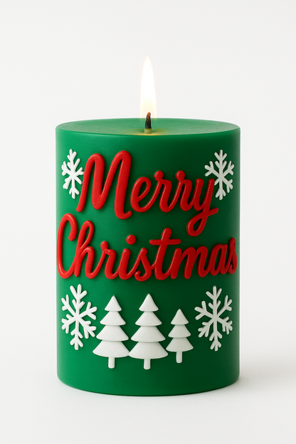 Merry Christmas Pillar Snowflake Tree Pattern Design X-Mas Cylindrical Silicone Candle Mould (D Grade) Type 3
