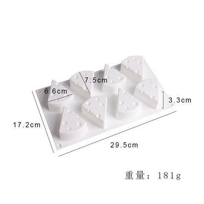 8 Cavity 3D Cheese Wedge Silicone Mould for Chocolate Mousse Cake Pastry Jelly