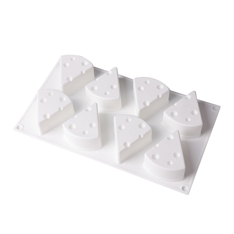 8 Cavity 3D Cheese Wedge Silicone Mould for Chocolate Mousse Cake Pastry Jelly