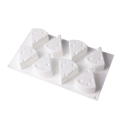 8 Cavity 3D Cheese Wedge Silicone Mould for Chocolate Mousse Cake Pastry Jelly
