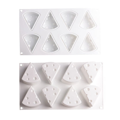 8 Cavity 3D Cheese Wedge Silicone Mould for Chocolate Mousse Cake Pastry Jelly