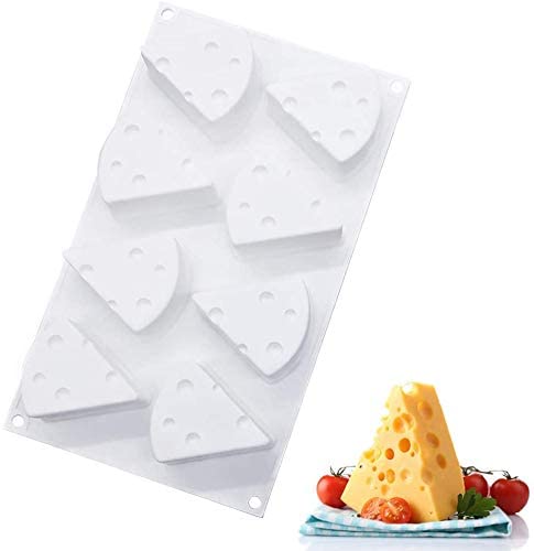 8 Cavity 3D Cheese Wedge Silicone Mould for Chocolate Mousse Cake Pastry Jelly