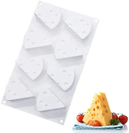 8 Cavity 3D Cheese Wedge Silicone Mould for Chocolate Mousse Cake Pastry Jelly