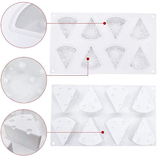 8 Cavity 3D Cheese Wedge Silicone Mould for Chocolate Mousse Cake Pastry Jelly