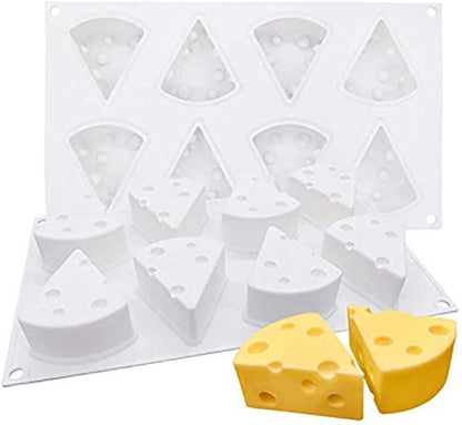 8 Cavity 3D Cheese Wedge Silicone Mould for Chocolate Mousse Cake Pastry Jelly