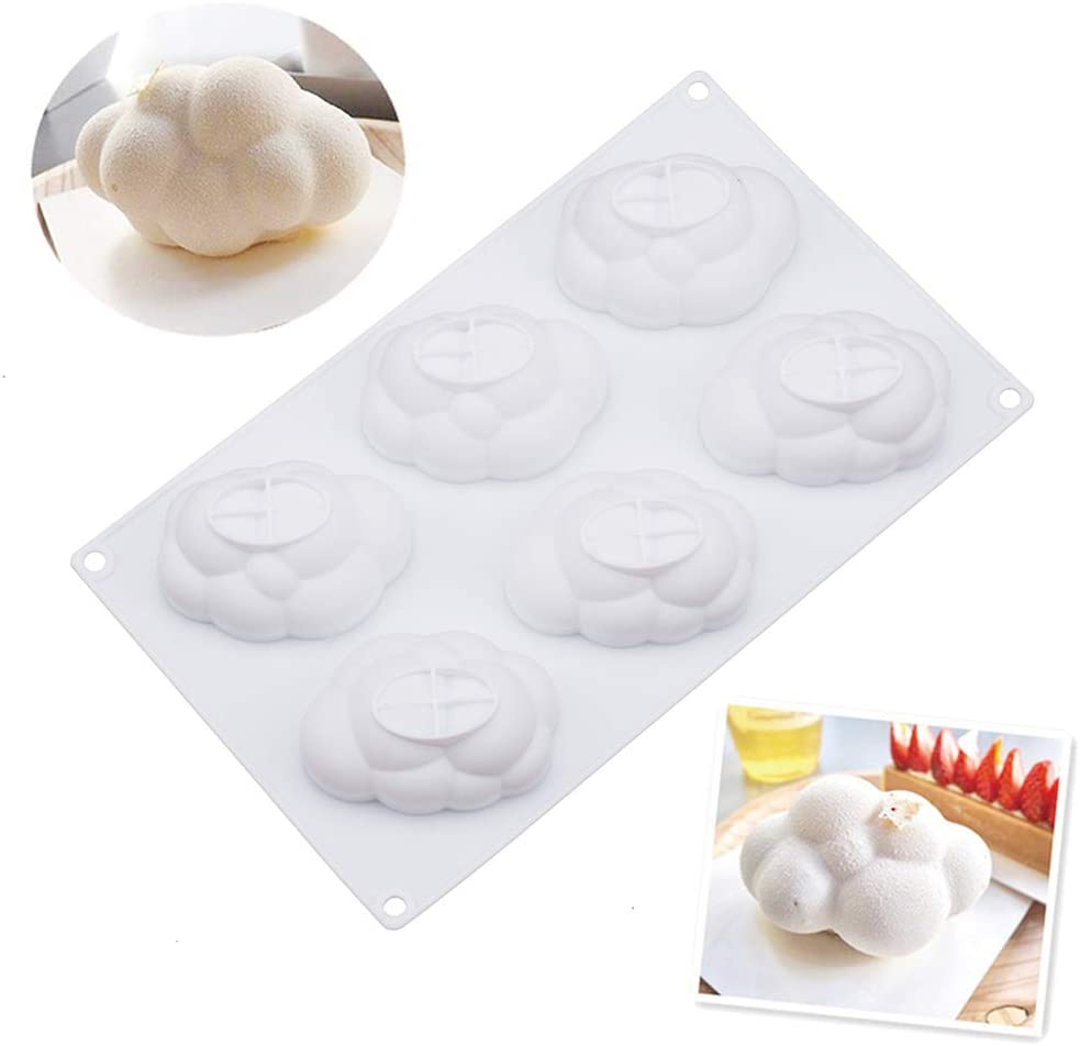 6 Cavity 3D Cloud Shape Silicone Cake Mould Pudding Chocolate Soap Lotion Bar