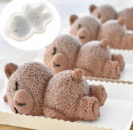 3D Sleeping Bear Cute Teddy Doll Silicone Mold for Mousse Cake, Candle, Desert Chocolate