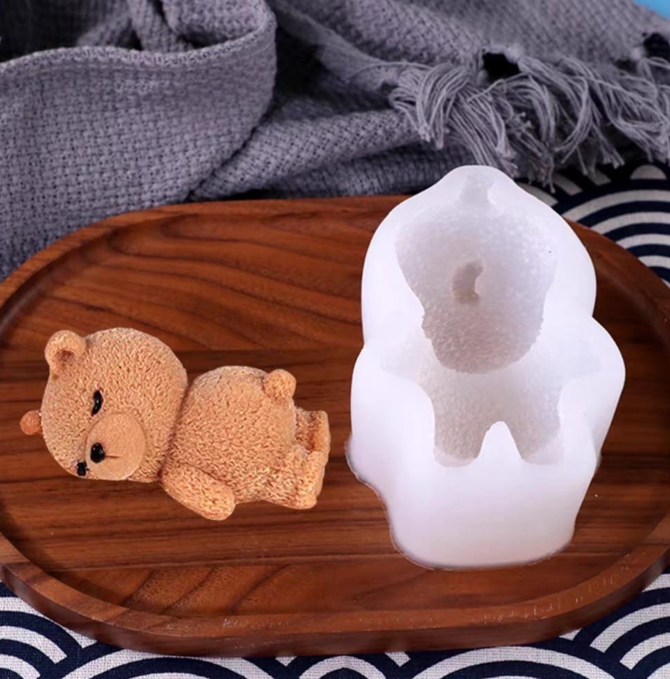 3D Sleeping Bear Cute Teddy Doll Silicone Mold for Mousse Cake, Candle, Desert Chocolate