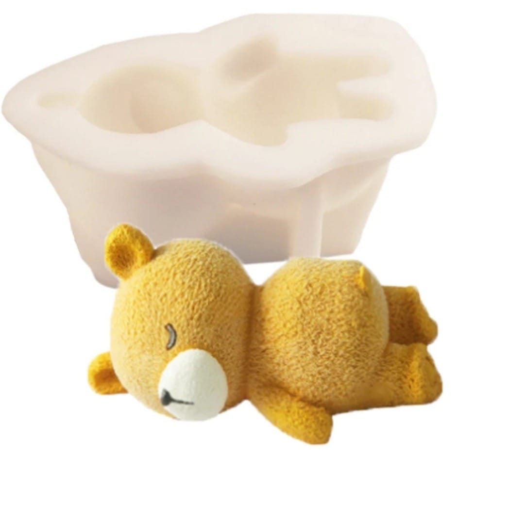 3D Sleeping Bear Cute Teddy Doll Silicone Mold for Mousse Cake, Candle, Desert Chocolate