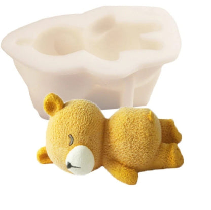 3D Sleeping Bear Cute Teddy Doll Silicone Mold for Mousse Cake, Candle, Desert Chocolate
