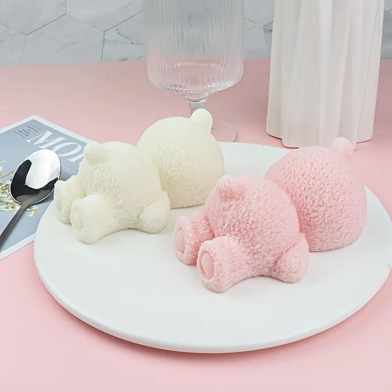 3D Sleeping Bear Cute Teddy Doll Silicone Mold for Mousse Cake, Candle, Desert Chocolate