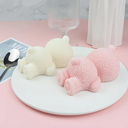 3D Sleeping Bear Cute Teddy Doll Silicone Mold for Mousse Cake, Candle, Desert Chocolate