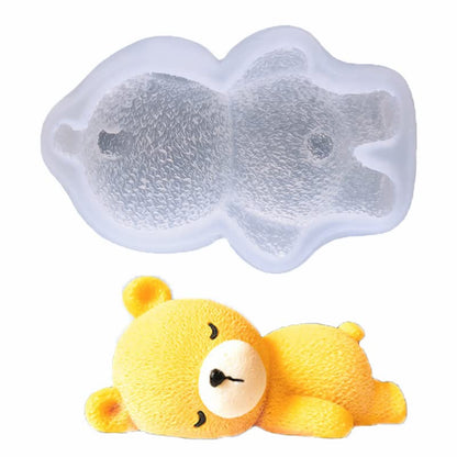 3D Sleeping Bear Cute Teddy Doll Silicone Mold for Mousse Cake, Candle, Desert Chocolate