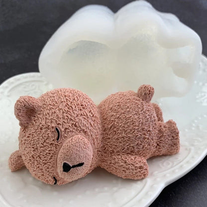 3D Sleeping Bear Cute Teddy Doll Silicone Mold for Mousse Cake, Candle, Desert Chocolate