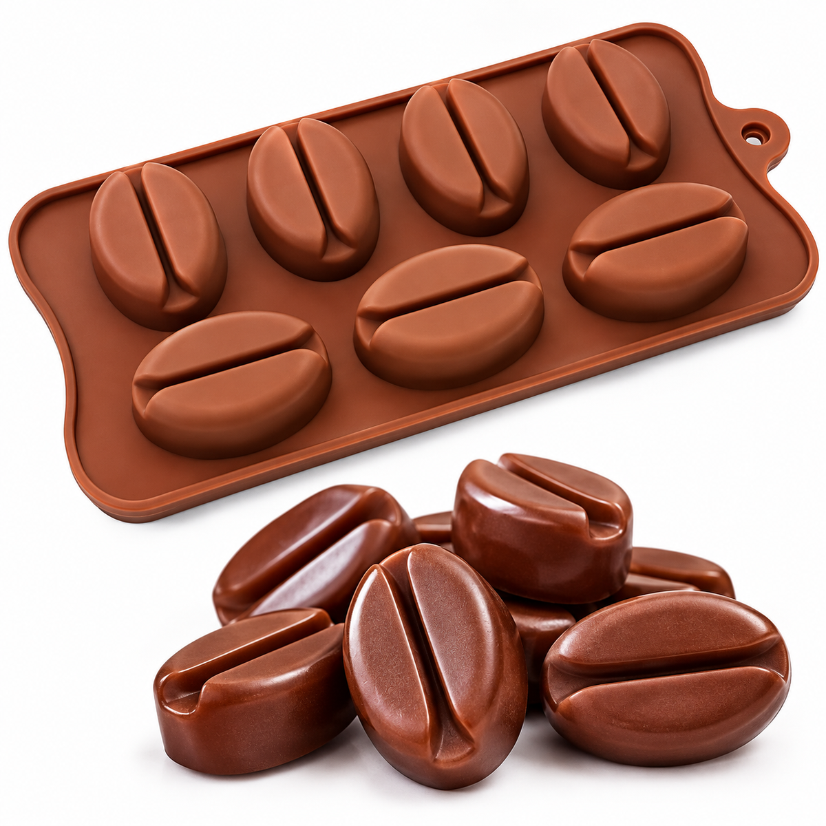 7 Cavity Coffee Bean Silicone Mold for Chocolate Jelly Cake Decoration Mousse