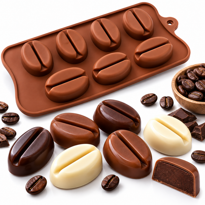 7 Cavity Coffee Bean Silicone Mold for Chocolate Jelly Cake Decoration Mousse