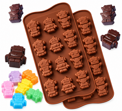 12 Cavity 3D Robot Silicone Mould for Chocolate Candy Jelly Gummies Fondant Mousse