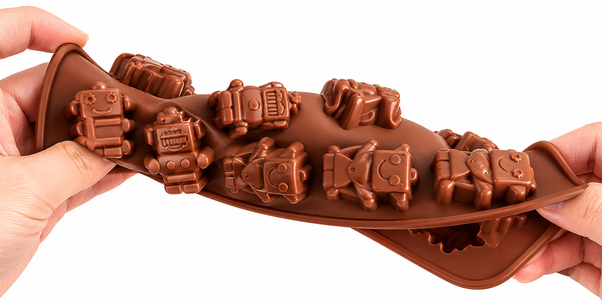 12 Cavity 3D Robot Silicone Mould for Chocolate Candy Jelly Gummies Fondant Mousse