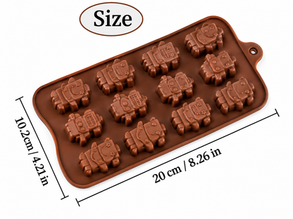12 Cavity 3D Robot Silicone Mould for Chocolate Candy Jelly Gummies Fondant Mousse