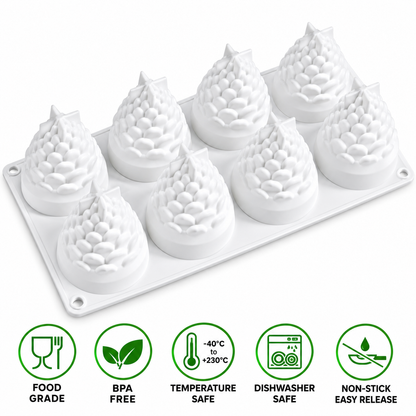 8 Cavity 3D Pineapple Silicone Mould Chocolate Pastry Jelly Pudding Ice Cream