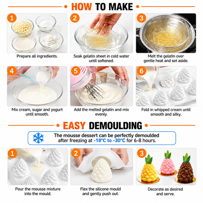 8 Cavity 3D Pineapple Silicone Mould Chocolate Pastry Jelly Pudding Ice Cream