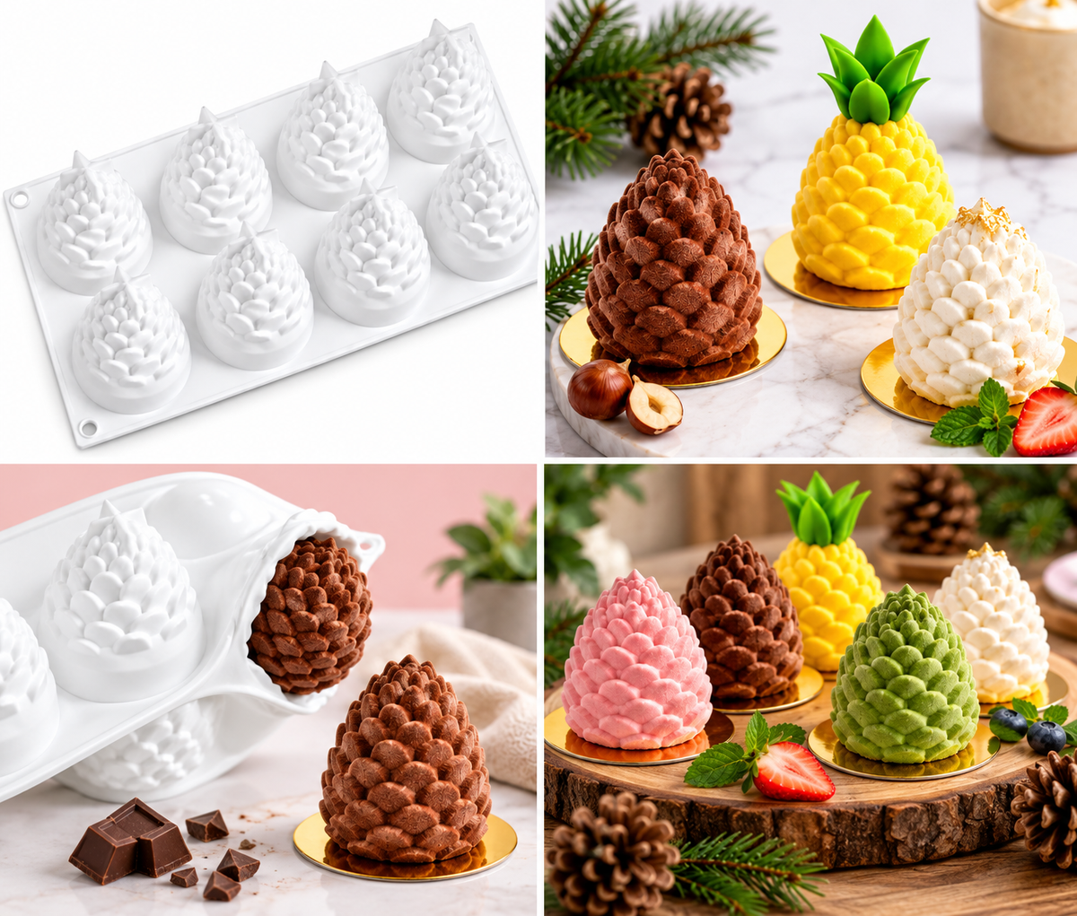 8 Cavity 3D Pineapple Silicone Mould Chocolate Pastry Jelly Pudding Ice Cream