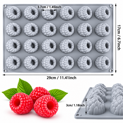24 cavity Raspberry Silicone Mousse Mold Raspberry Shape Chocolate Cake Jelly Pudding