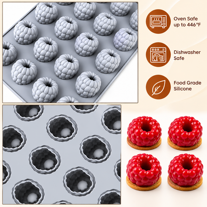 24 cavity Raspberry Silicone Mousse Mold Raspberry Shape Chocolate Cake Jelly Pudding