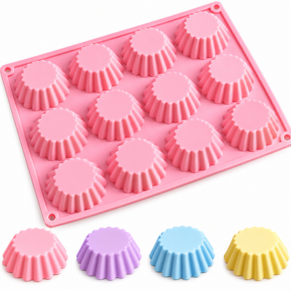 12 Cavity Fluted Cupcake Silicone Mold Cupcakes Chocolate Jelly Pudding Soap