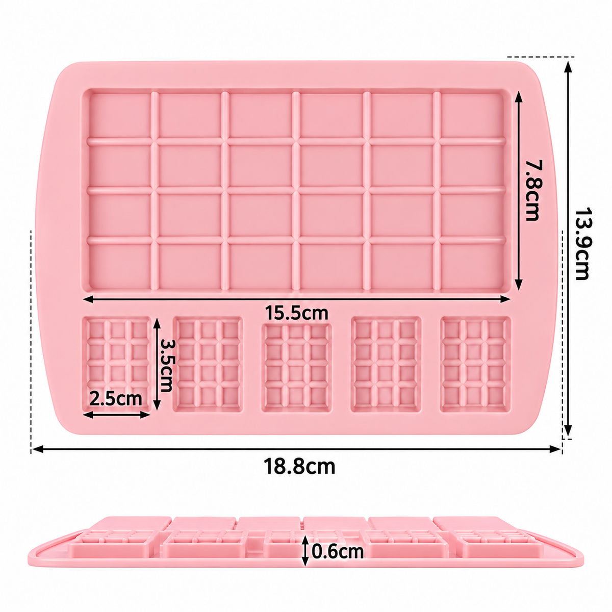 Chocolate Bar Silicone Mold, Large & Mini Chocolate Mould Tray, Dessert, Candy, Soap