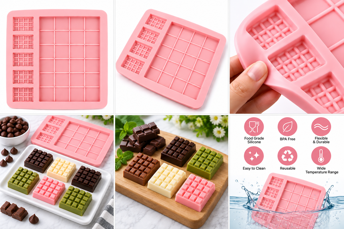 Chocolate Bar Silicone Mold, Large & Mini Chocolate Mould Tray, Dessert, Candy, Soap
