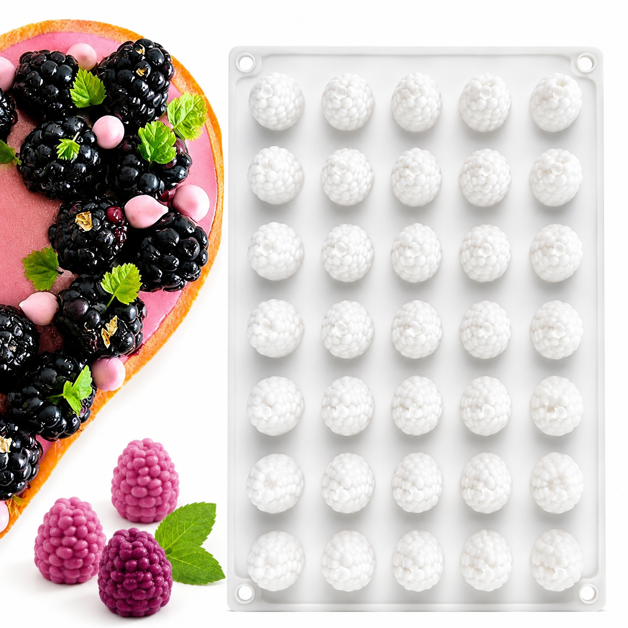 35 Cavity Raspberry Fruit Entremet Silicone Mold